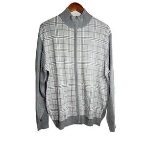 TASSO ELBA MENS SWEATER Size XL GRAY FULL ZIP CARDIGAN